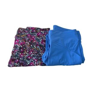 Lululemon High Rise Leggings Bundle of 2 Blue/Floral Print Size 32x24 New